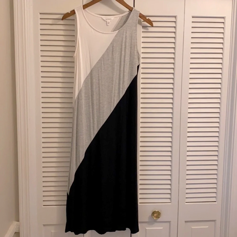 Athleta | Rayon Stretch Diagonal Colorblock Sleeveless Midi Dress (XS) - Picture 3 of 14